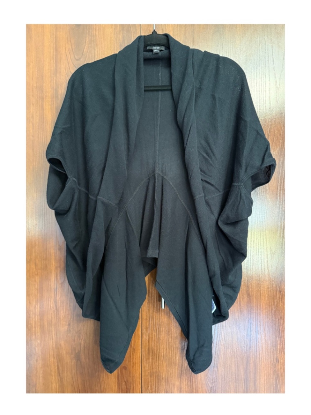 Jacob Black Draped Cardigan – Lightweight Open Front Shawl Style Layering Piece